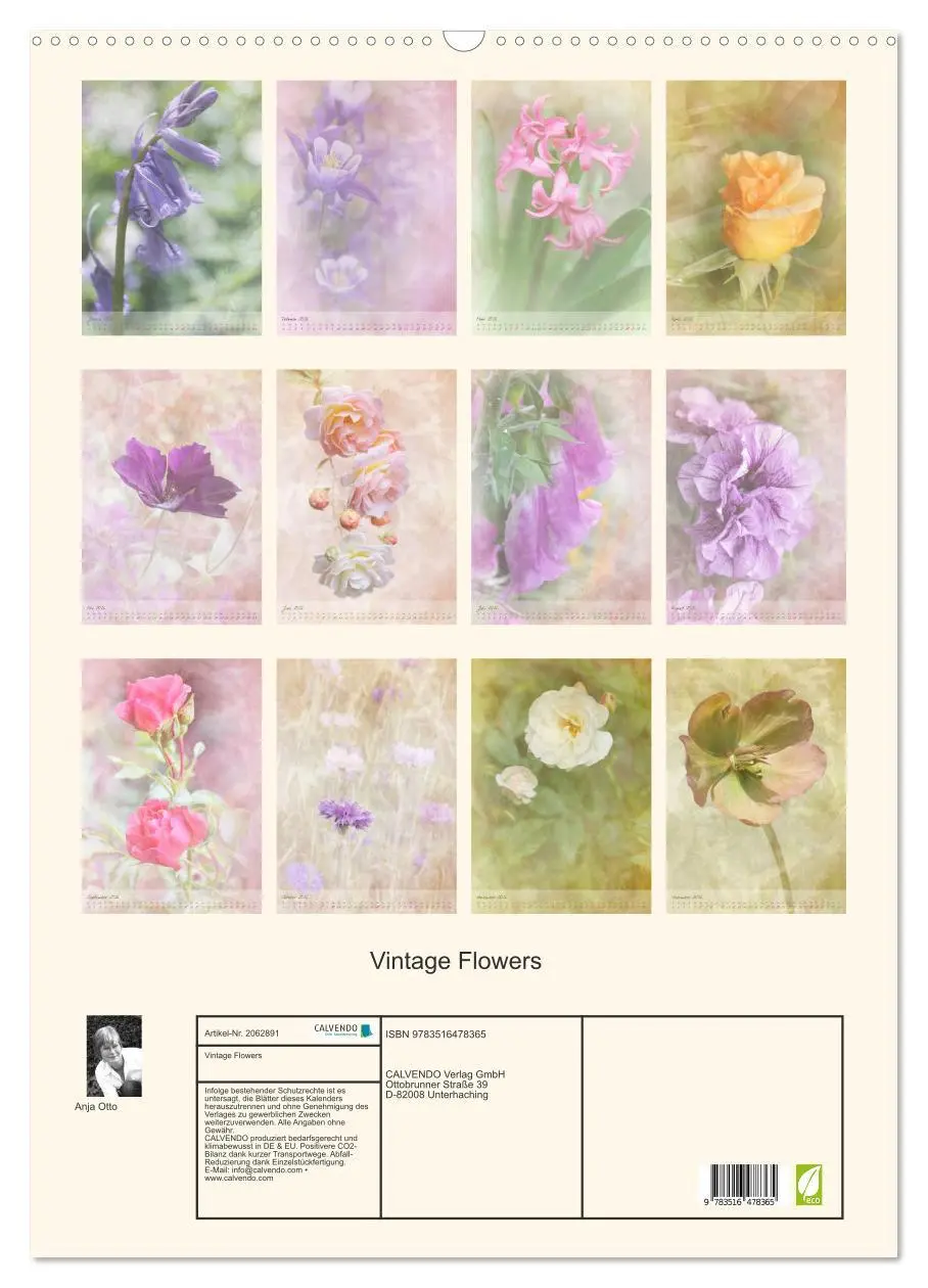 Bild: 9783516478365 | Vintage Flowers (Wandkalender 2026 DIN A2 hoch), CALVENDO...