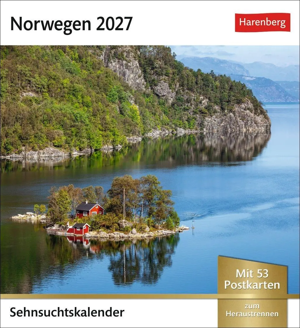 Cover: 9783840038365 | Norwegen Sehnsuchtskalender 2027 - Wochenkalender mit 53 Postkarten