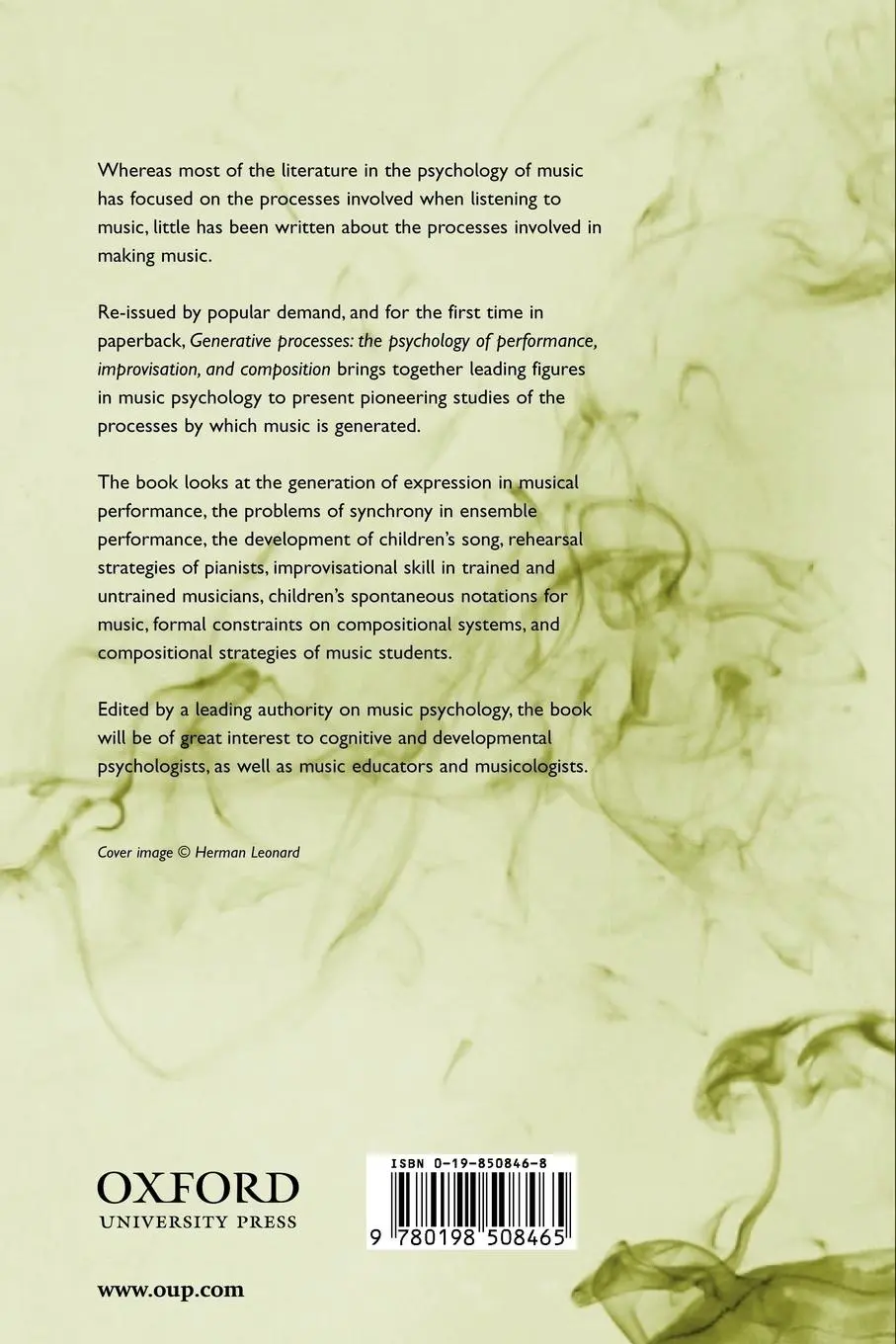 Rückseite: 9780198508465 | Generative Processes in Music | John Sloboda | Taschenbuch | Buch