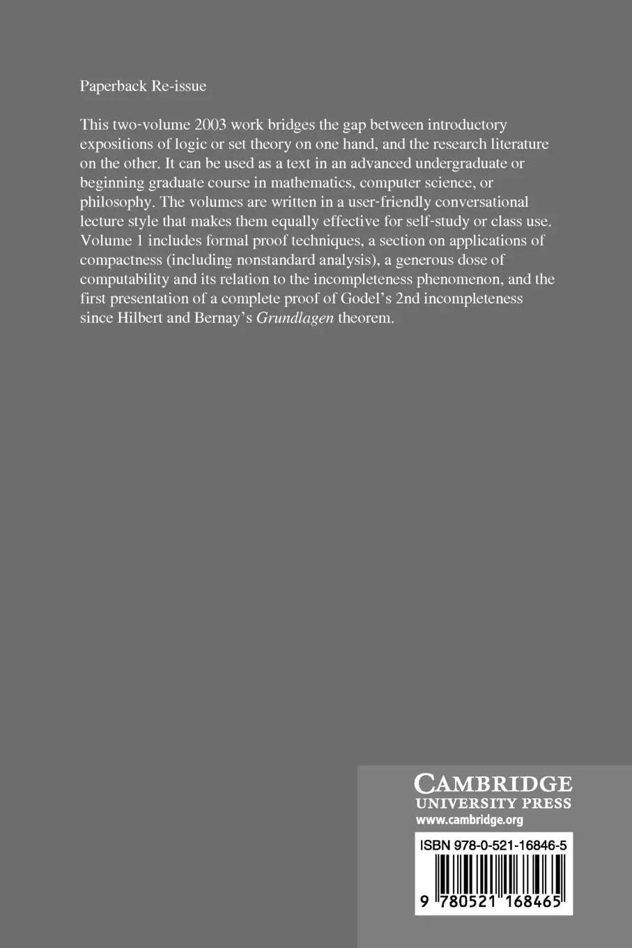 Rückseite: 9780521168465 | Lectures in Logic and Set Theory | Volume 1, Mathematical Logic | Buch