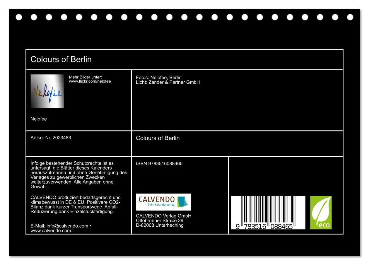 Bild: 9783516088465 | Colours of Berlin (Tischkalender 2026 DIN A5 quer), CALVENDO...