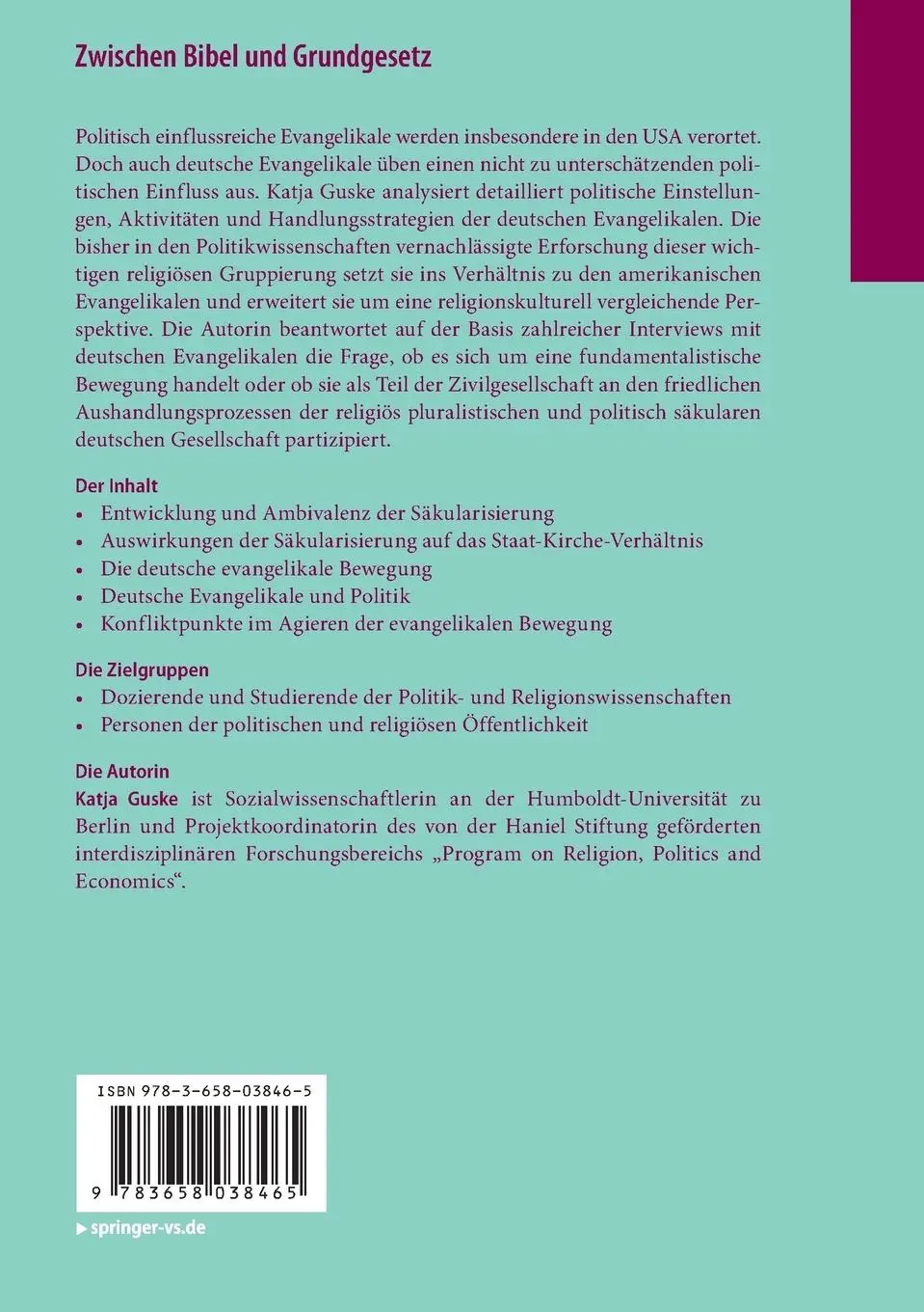 Rückseite: 9783658038465 | Zwischen Bibel und Grundgesetz | Katja Guske | Taschenbuch | viii
