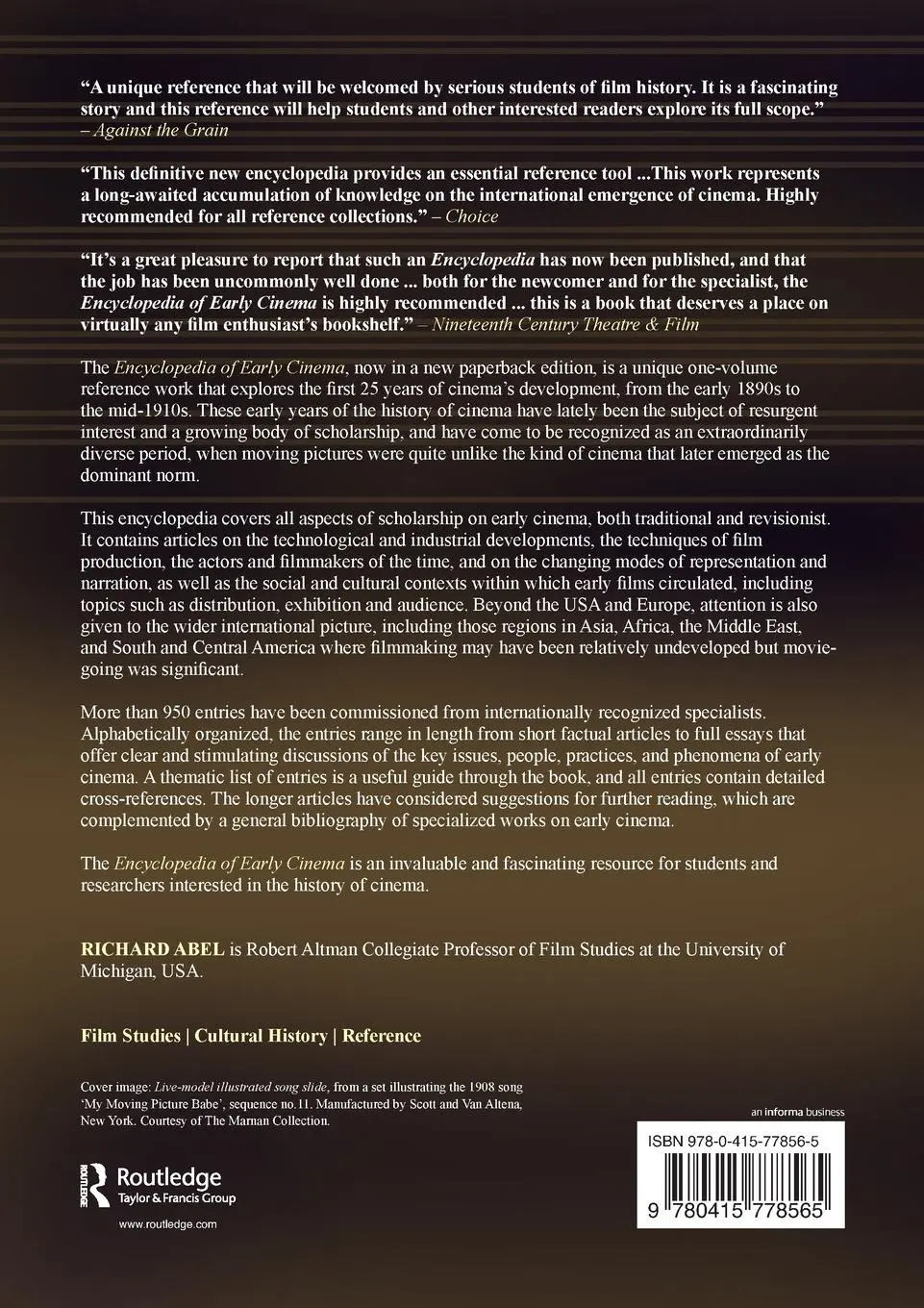 Rückseite: 9780415778565 | Encyclopedia of Early Cinema | Richard Abel | Taschenbuch | Englisch