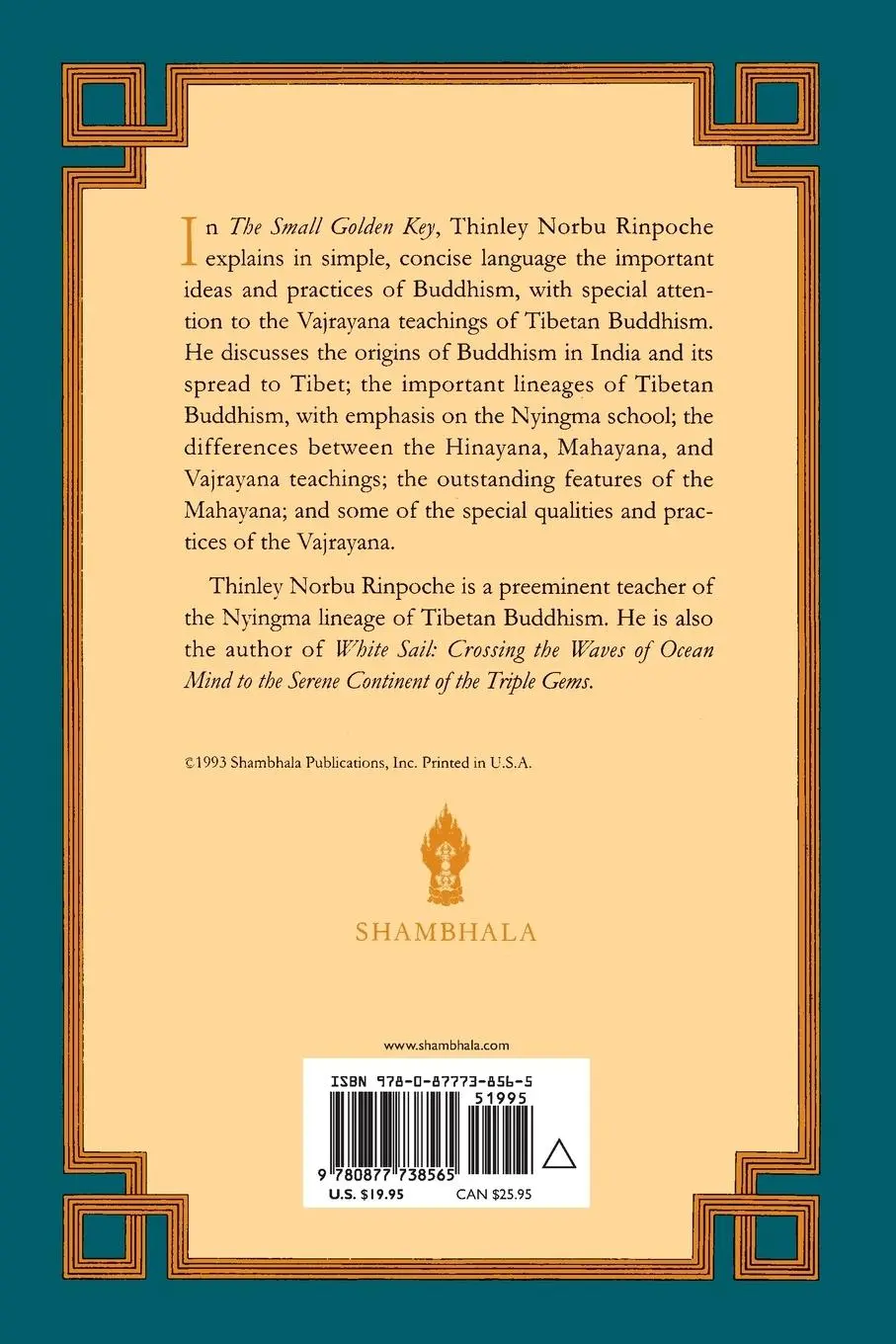 Rückseite: 9780877738565 | The Small Golden Key | Thinley Norbu | Taschenbuch | Englisch | 1993