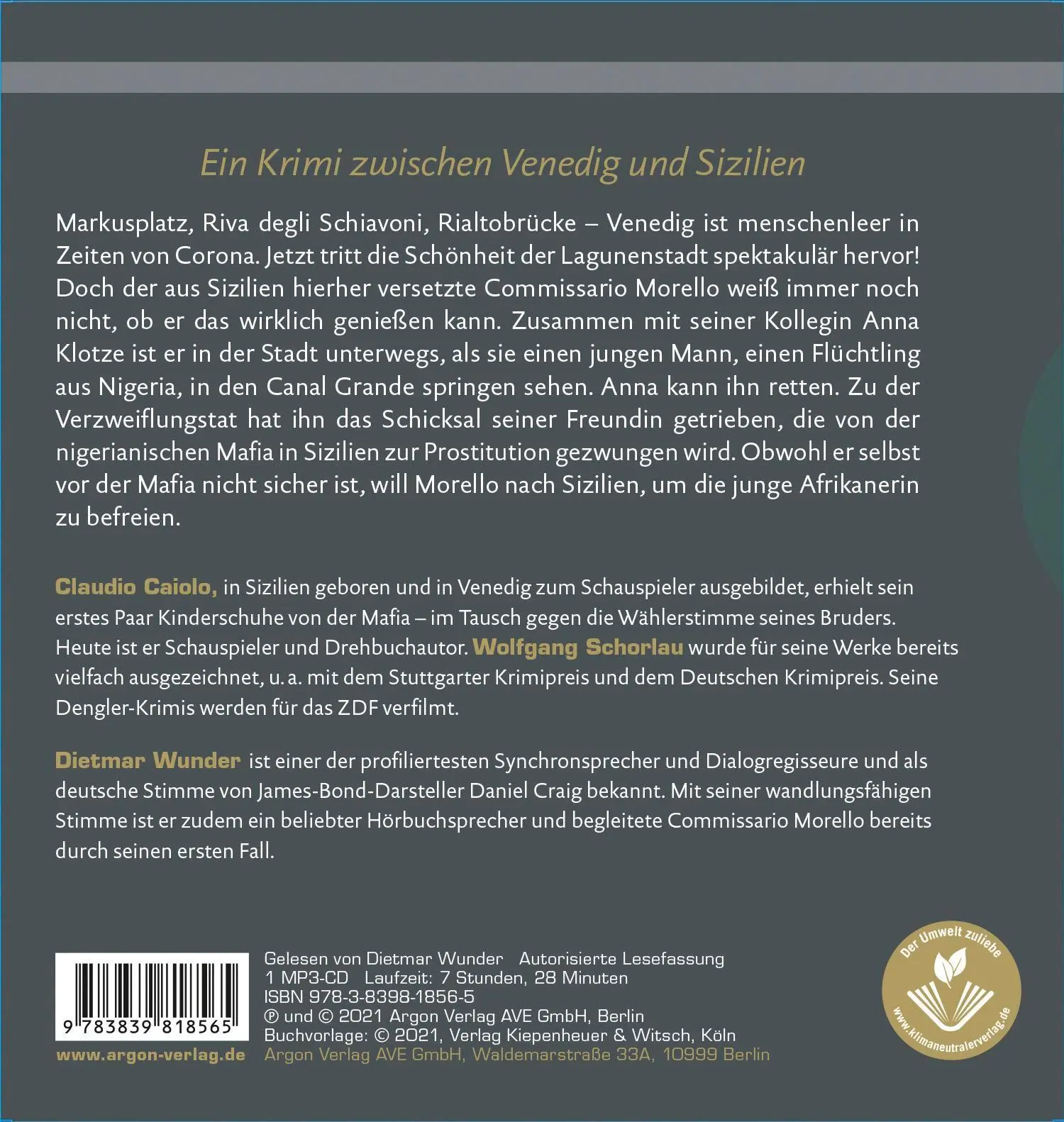 Rückseite: 9783839818565 | Der Tintenfischer | Commissario Morello ermittelt in Venedig | MP3