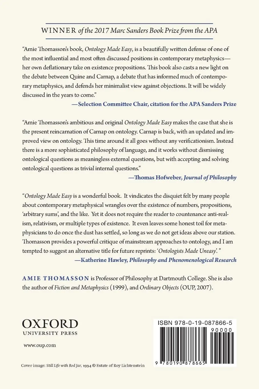 Rückseite: 9780190878665 | Ontology Made Easy | Amie L. Thomasson | Taschenbuch | Englisch | 2018