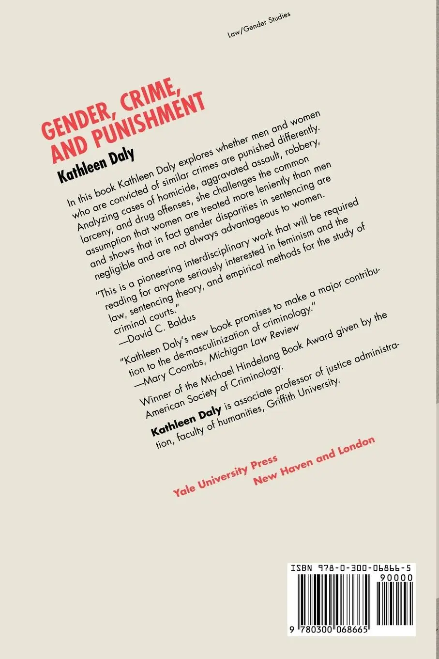 Rückseite: 9780300068665 | Gender, Crime, and Punishment | Kathleen Daly | Taschenbuch | Englisch