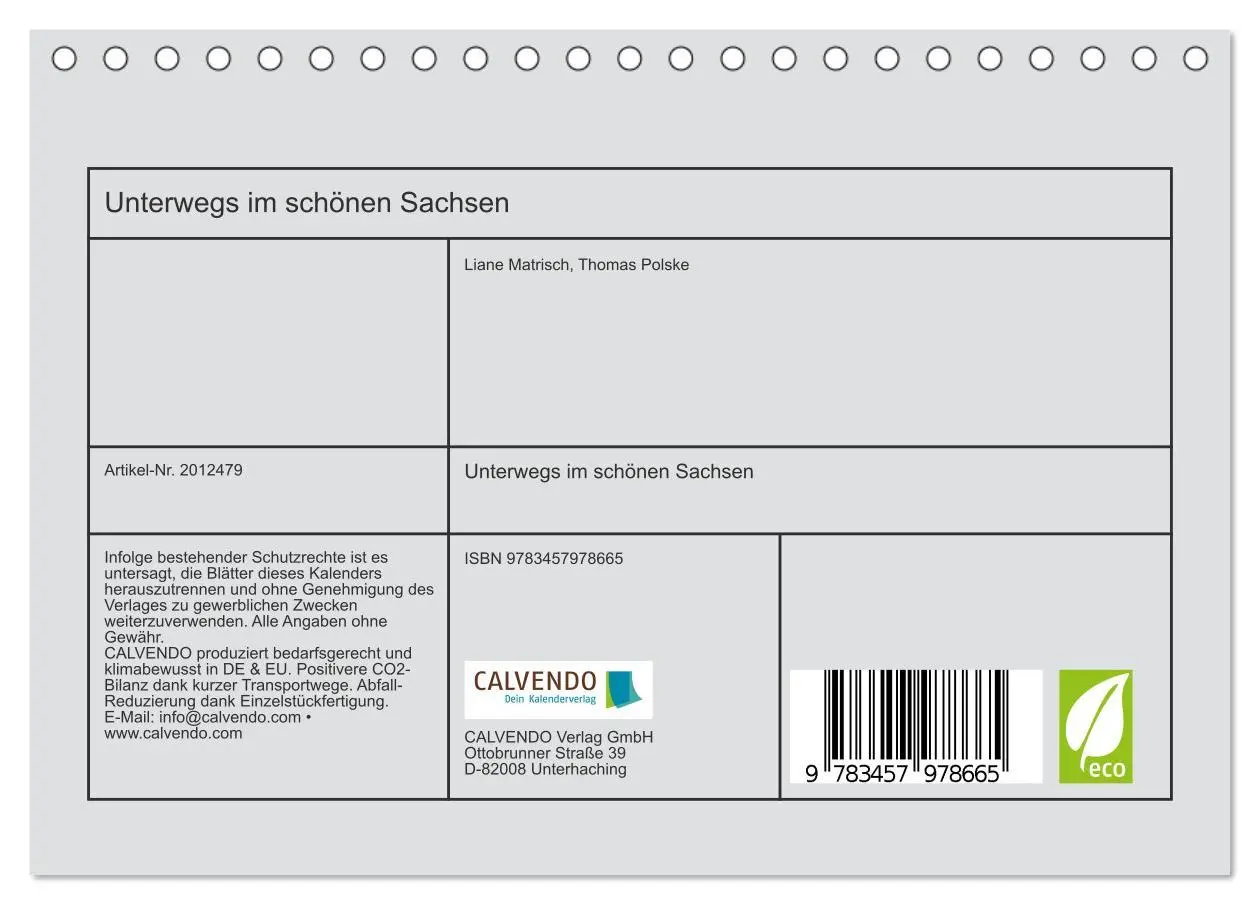 Bild: 9783457978665 | Unterwegs im schönen Sachsen (Tischkalender 2026 DIN A5 quer),...
