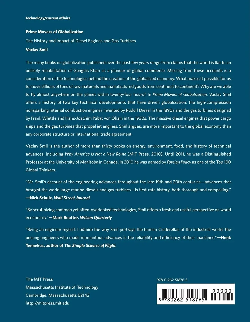 Rückseite: 9780262518765 | Prime Movers of Globalization | Vaclav Smil | Taschenbuch | Englisch