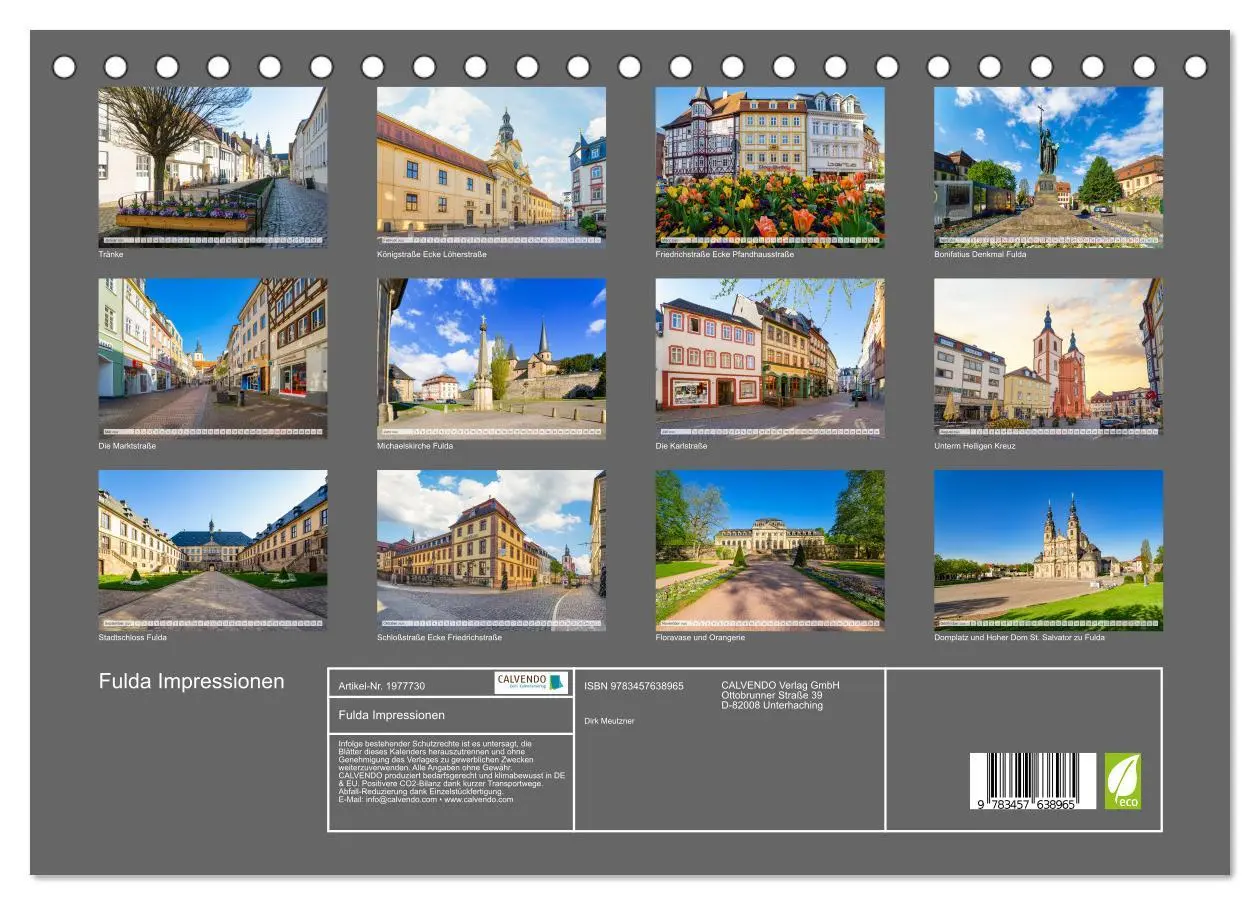 Bild: 9783457638965 | Fulda Impressionen (Tischkalender 2026 DIN A5 quer), CALVENDO...