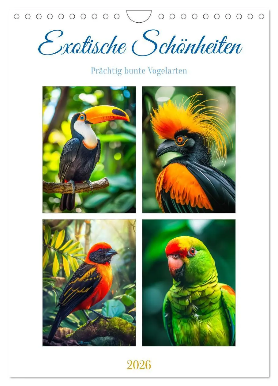 Cover: 9783516278965 | Exotische Schönheiten - prächtig bunte Vögel (Wandkalender 2026 DIN...