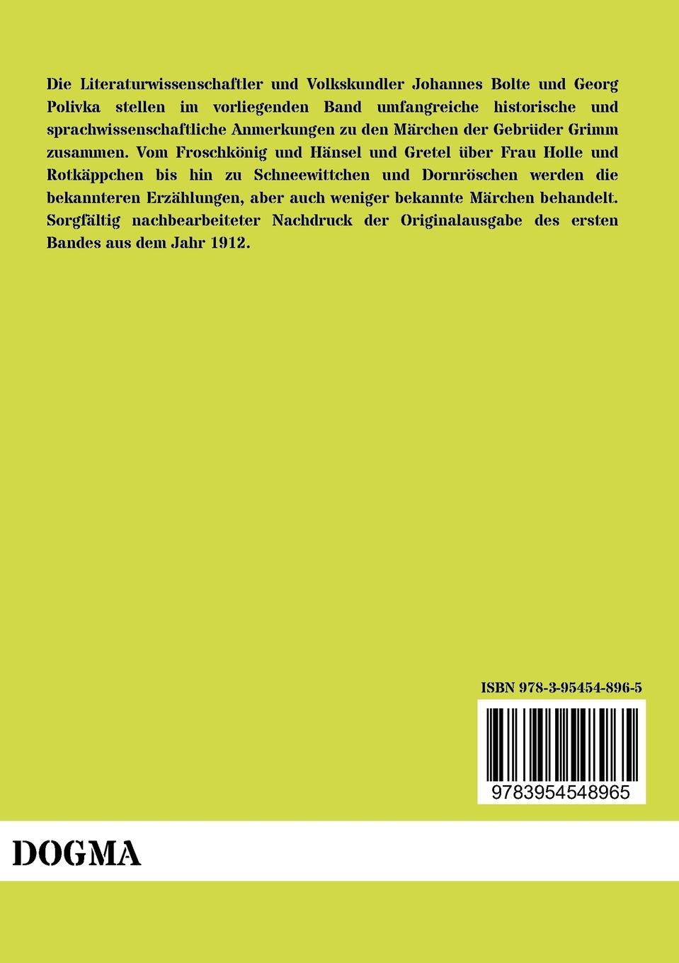Rückseite: 9783954548965 | Anmerkungen zu den Kinder- und Hausmärchen der Brüder Grimm | Buch