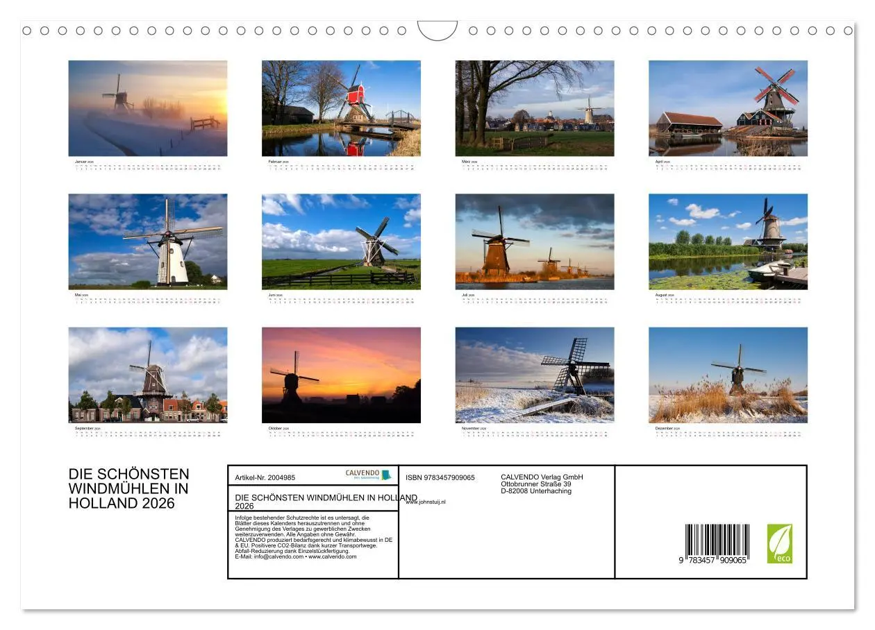 Bild: 9783457909065 | DIE SCHÖNSTEN WINDMÜHLEN IN HOLLAND 2026 (Wandkalender 2026 DIN A3...