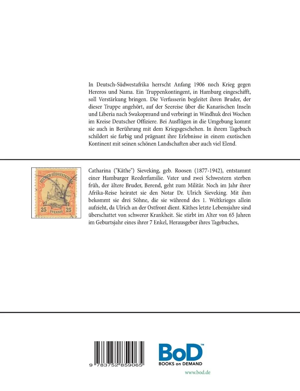 Rückseite: 9783752859065 | Afrika 1906 | Tagebuch einer Reise | geb. Roosen Sieveking | Buch