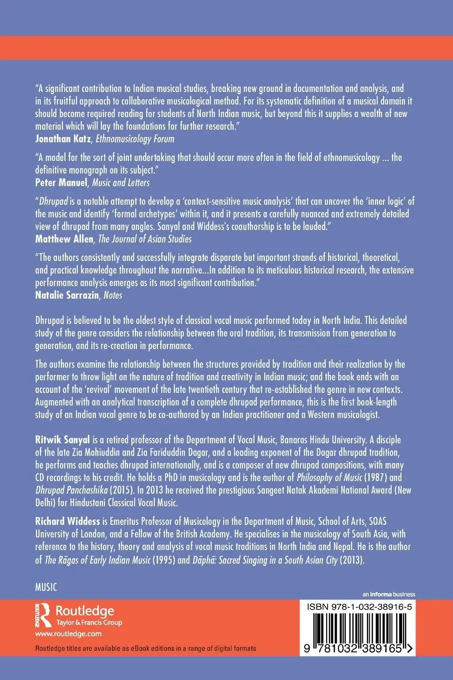 Rückseite: 9781032389165 | Dhrupad | Tradition and Performance in Indian Music | Sanyal (u. a.)