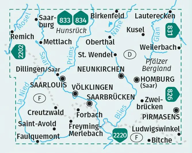 Bild: 9783990449165 | KOMPASS Wanderkarten-Set 825 Saarland, Offizielle Karte des...