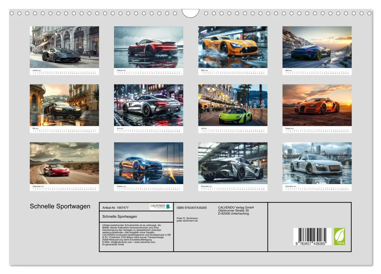 Bild: 9783457439265 | Schnelle Sportwagen (Wandkalender 2026 DIN A3 quer), CALVENDO...