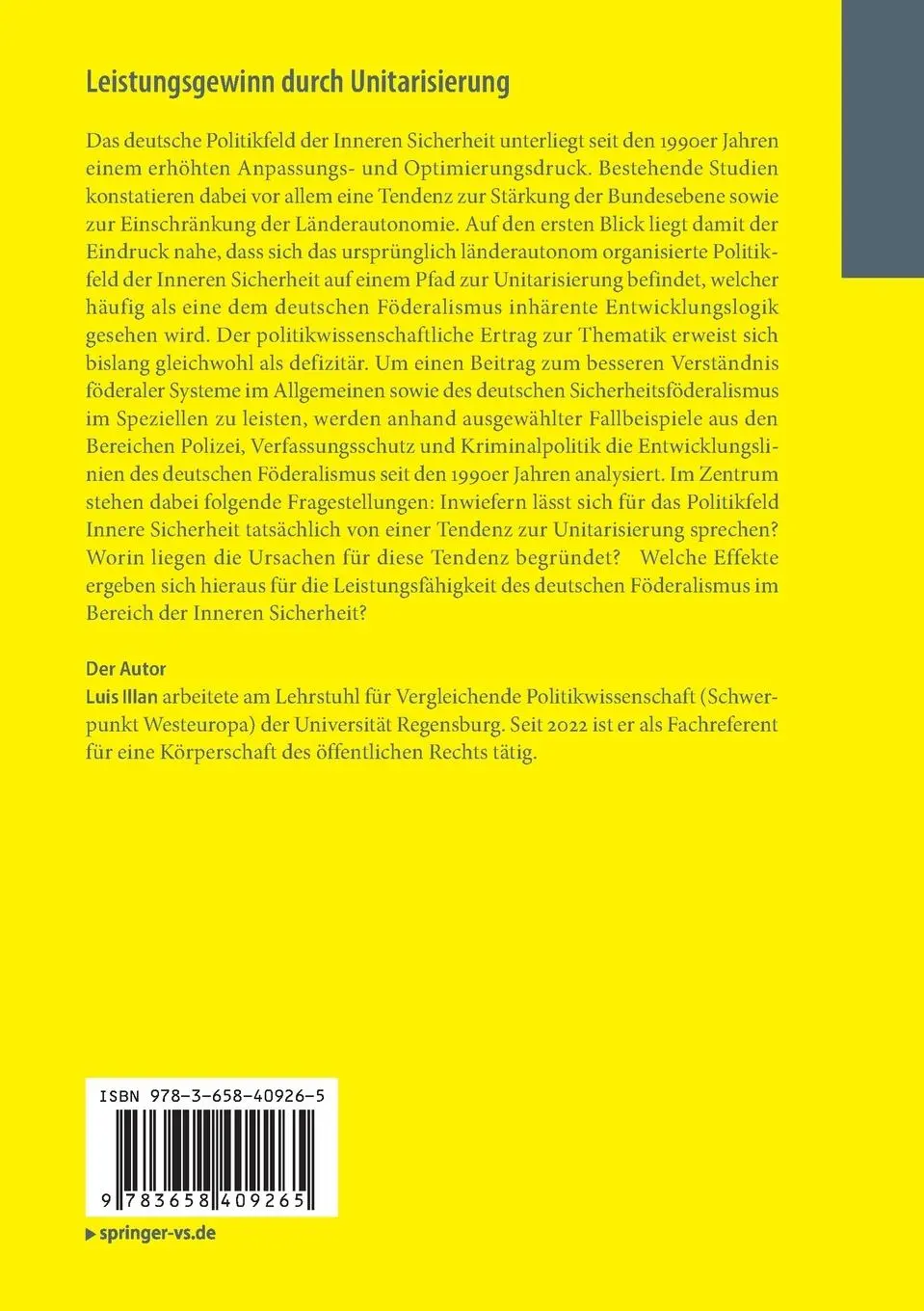 Rückseite: 9783658409265 | Leistungsgewinn durch Unitarisierung | Luis Illan | Taschenbuch | 2023