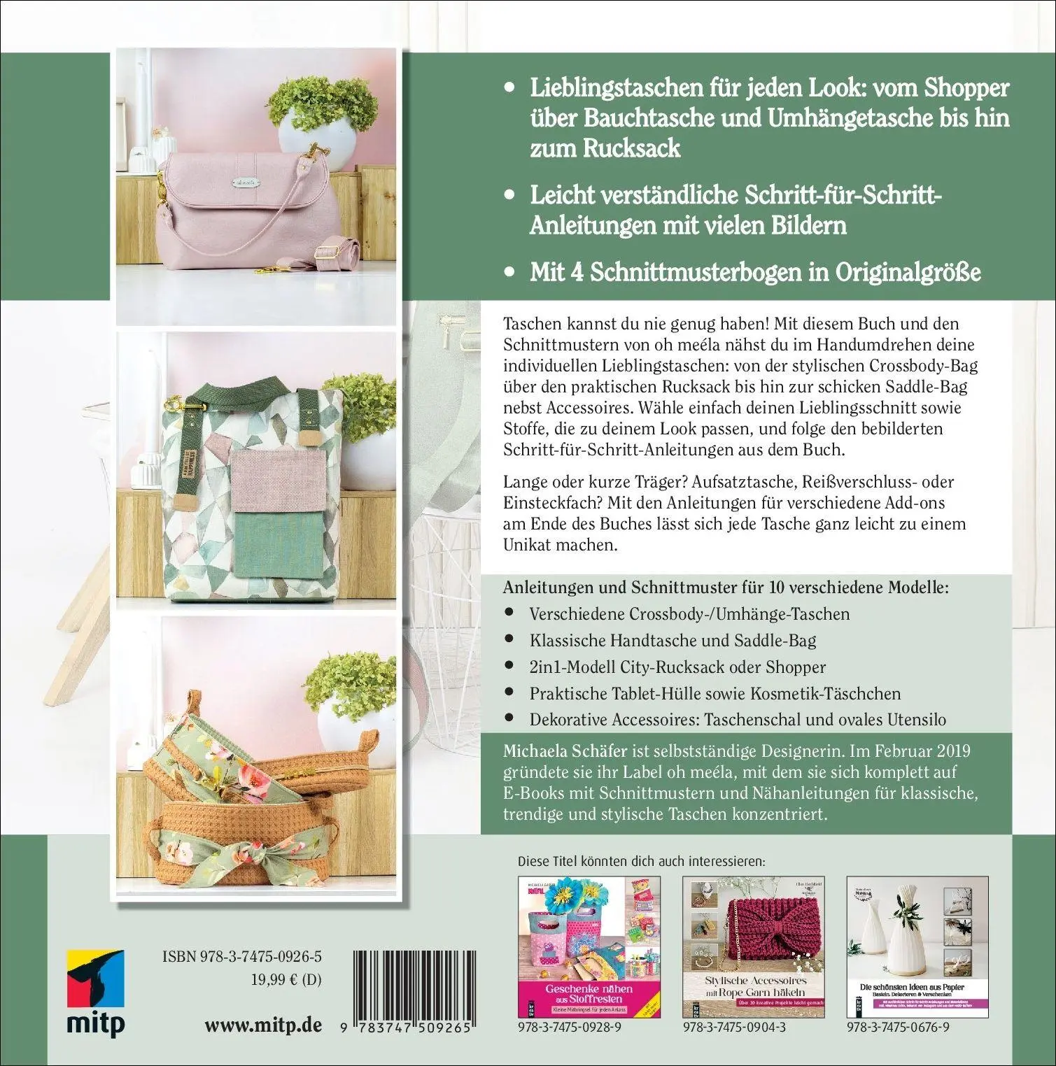 Rückseite: 9783747509265 | Taschen selber nähen | Oh Meéla | Buch | mitp Kreativ | 120 S. | 2025