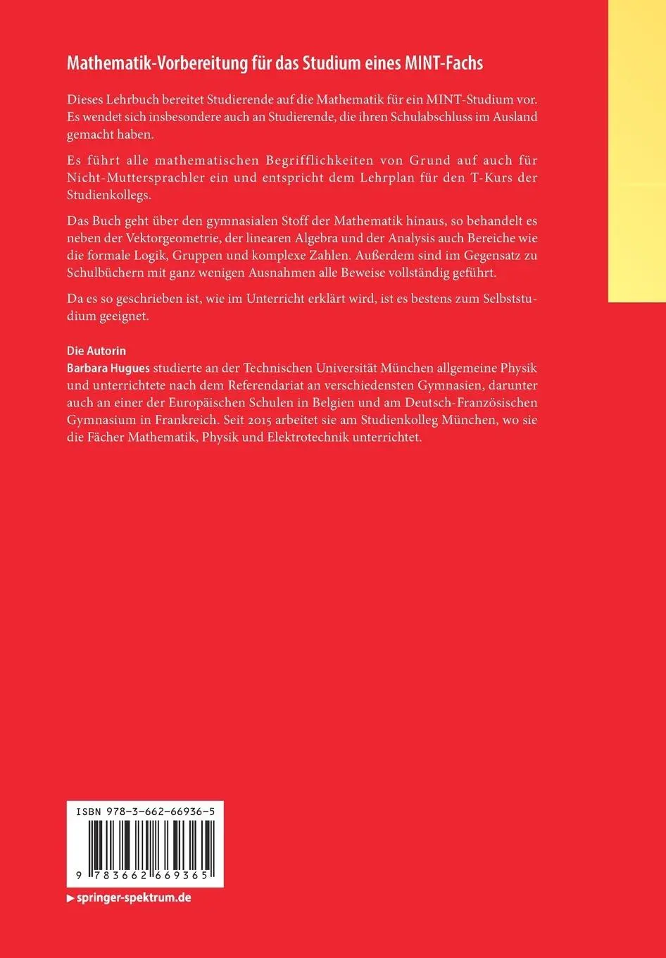 Rückseite: 9783662669365 | Mathematik-Vorbereitung für das Studium eines MINT-Fachs | Hugues | xx