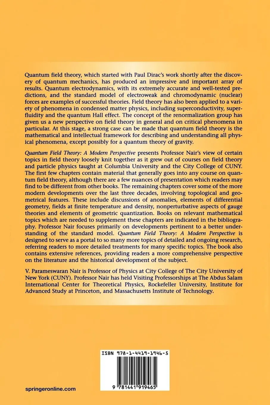 Rückseite: 9781441919465 | Quantum Field Theory | A Modern Perspective | V. P. Nair | Taschenbuch