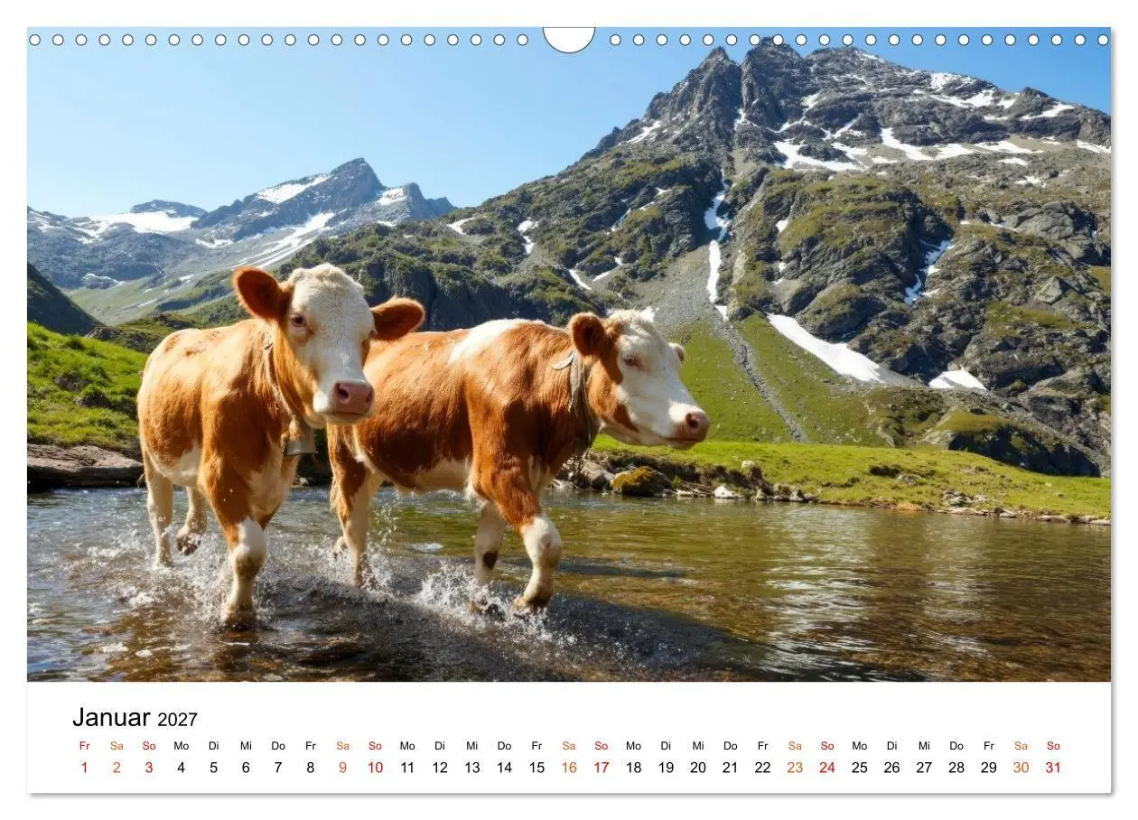 Bild: 9783516819465 | Bergkühe auf der Alm - Natur pur (Wandkalender 2027 DIN A3 quer),...