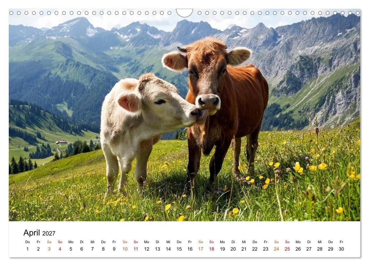 Bild: 9783516819465 | Bergkühe auf der Alm - Natur pur (Wandkalender 2027 DIN A3 quer),...