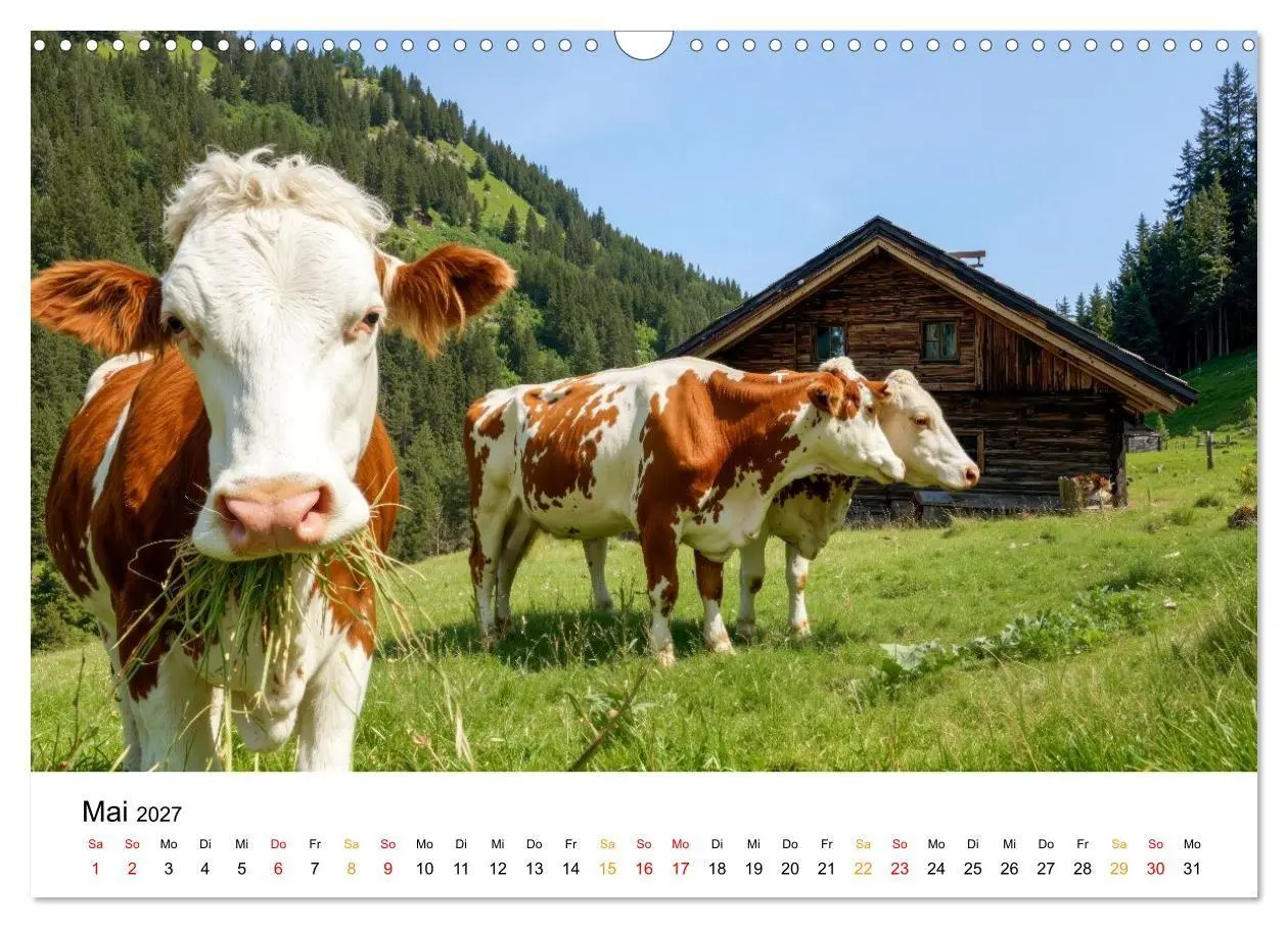 Bild: 9783516819465 | Bergkühe auf der Alm - Natur pur (Wandkalender 2027 DIN A3 quer),...