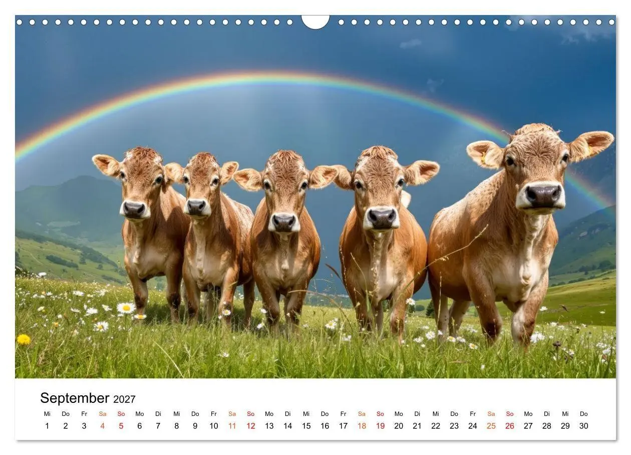 Bild: 9783516819465 | Bergkühe auf der Alm - Natur pur (Wandkalender 2027 DIN A3 quer),...