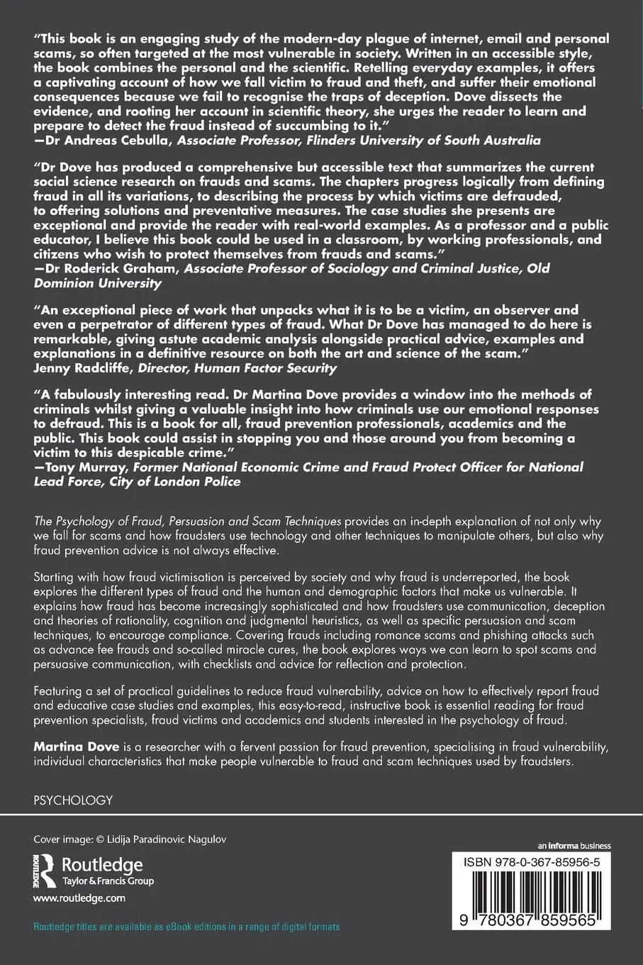 Rückseite: 9780367859565 | The Psychology of Fraud, Persuasion and Scam Techniques | Martina Dove Rückseite: 9780367859565 | The Psychology of Fraud, Persuasion and Scam Techniques | Martina Dove