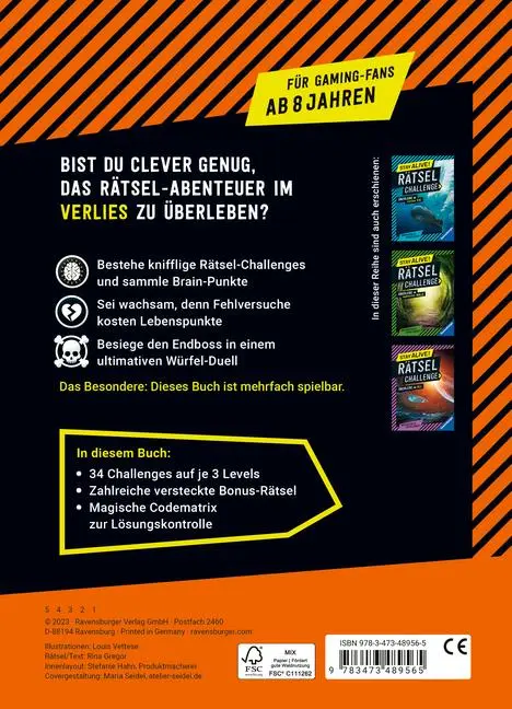 Bild: 9783473489565 | Stay alive! Rätsel-Challenge - Überlebe im Verlies | Rina Gregor