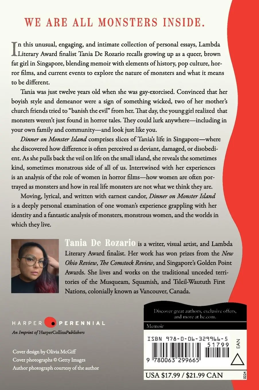 Rückseite: 9780063299665 | Dinner on Monster Island | Essays | Tania de Rozario | Taschenbuch