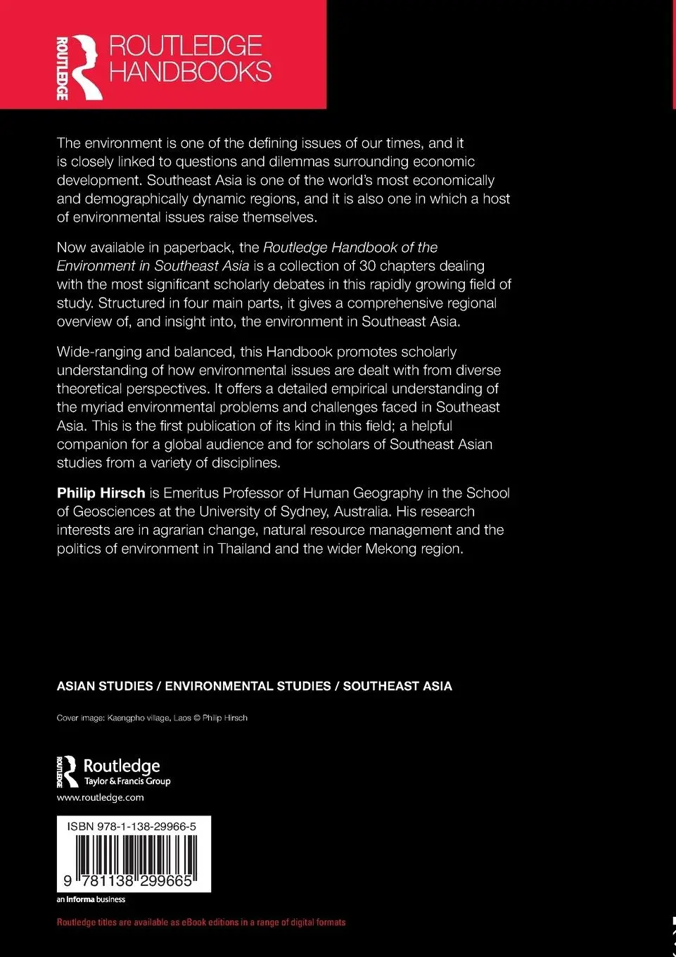 Rückseite: 9781138299665 | Routledge Handbook of the Environment in Southeast Asia | Hirsch