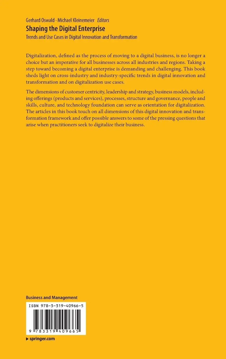 Rückseite: 9783319409665 | Shaping the Digital Enterprise | Gerhard Oswald (u. a.) | Buch | xiv