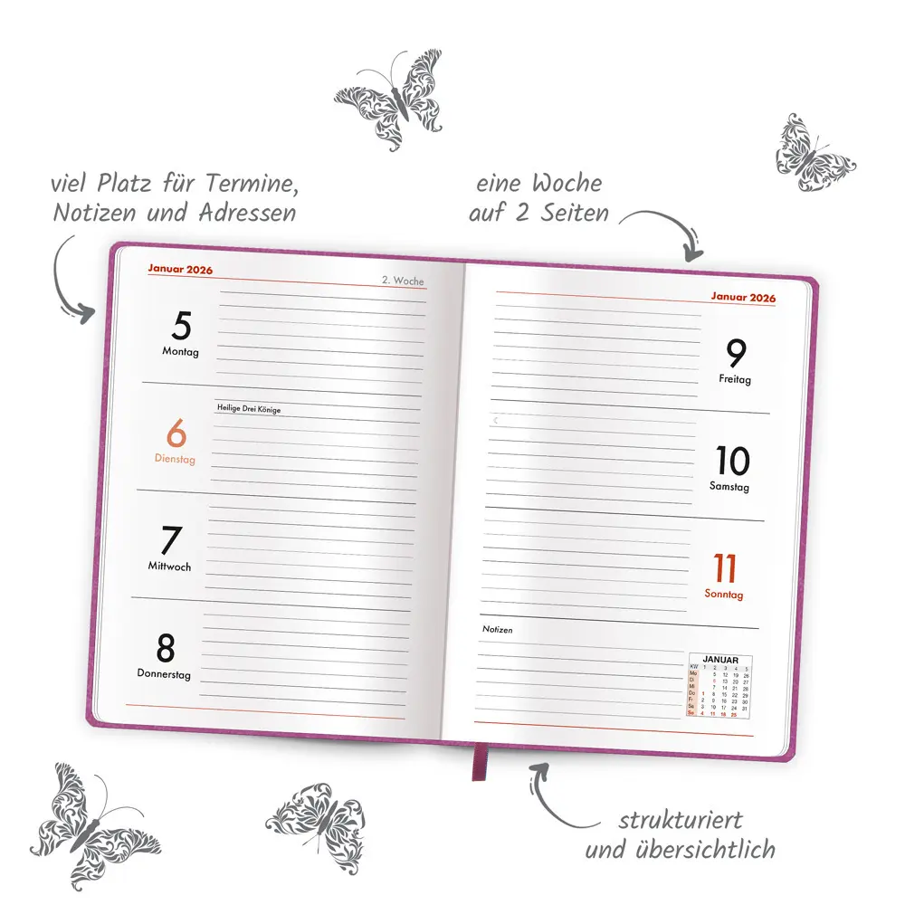 Bild: 4251901509765 | Trötsch Taschenkalender A6 Soft Touch Blumen 2026 | KG | Kalender