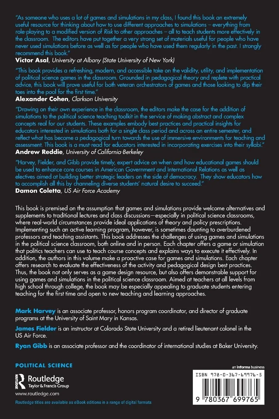 Rückseite: 9780367699765 | Simulations in the Political Science Classroom | Mark Harvey (u. a.)