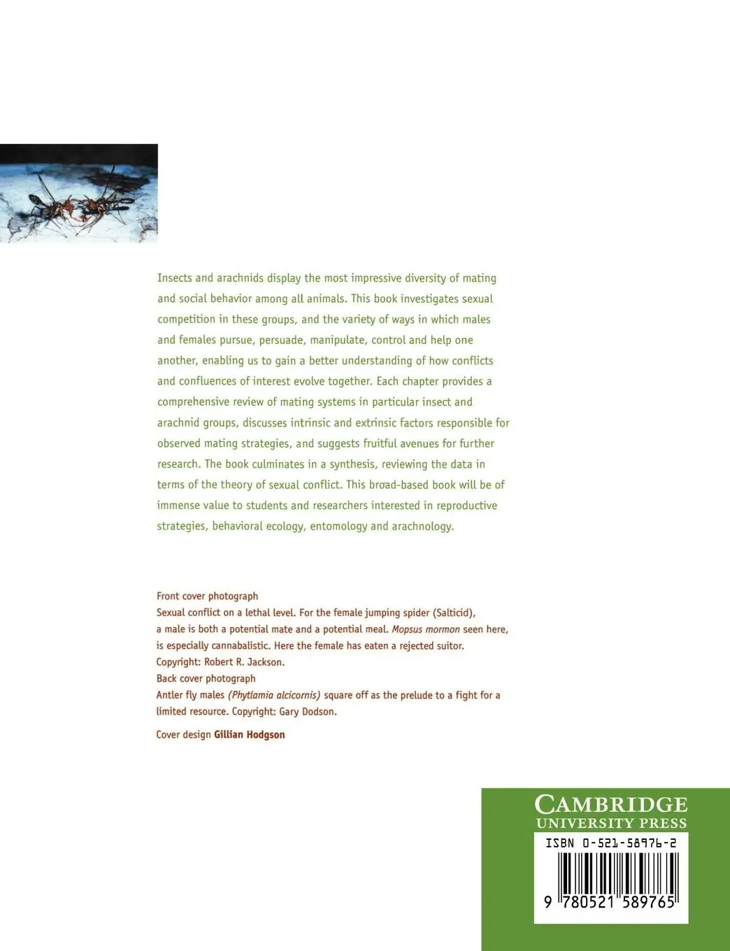 Rückseite: 9780521589765 | The Evolution of Mating Systems in Insects and Arachnids | Taschenbuch