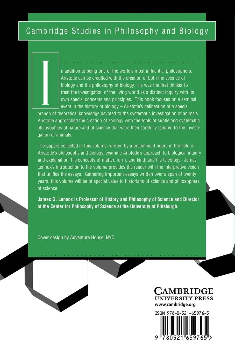 Rückseite: 9780521659765 | Aristotle's Philosophy of Biology | James G. Lennox | Taschenbuch