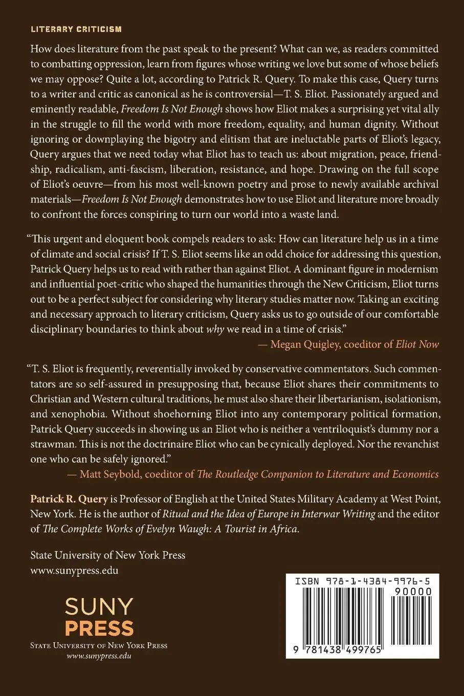 Rückseite: 9781438499765 | Freedom Is Not Enough | Patrick R. Query | Taschenbuch | Englisch