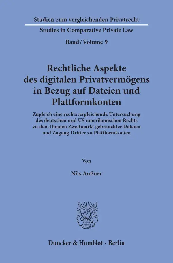 Cover: 9783428159765 | Rechtliche Aspekte des digitalen Privatvermögens in Bezug auf...