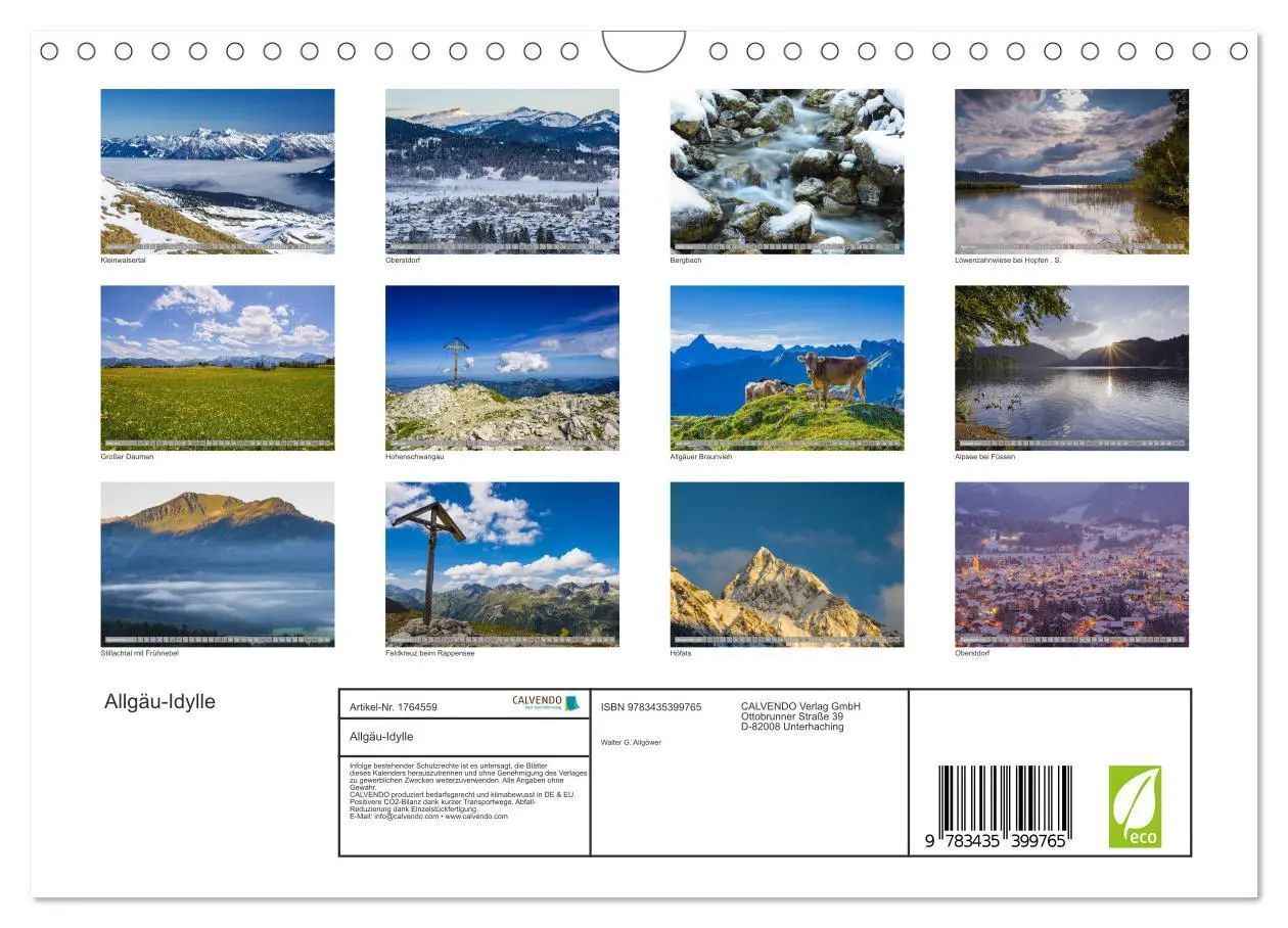 Bild: 9783435399765 | Allgäu-Idylle (Wandkalender 2025 DIN A4 quer), CALVENDO Monatskalender