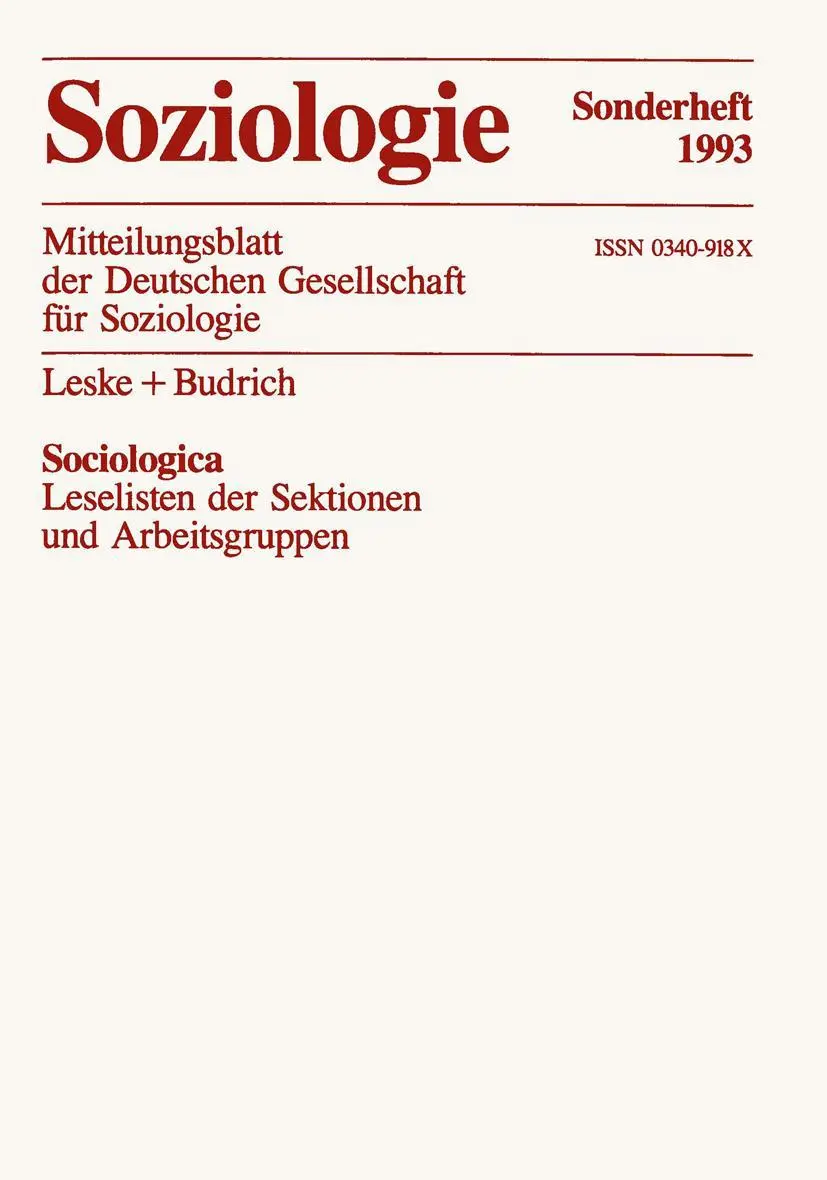 Sociologica (German Edition): Leseliste der Sektionen und Arbeitsgruppen