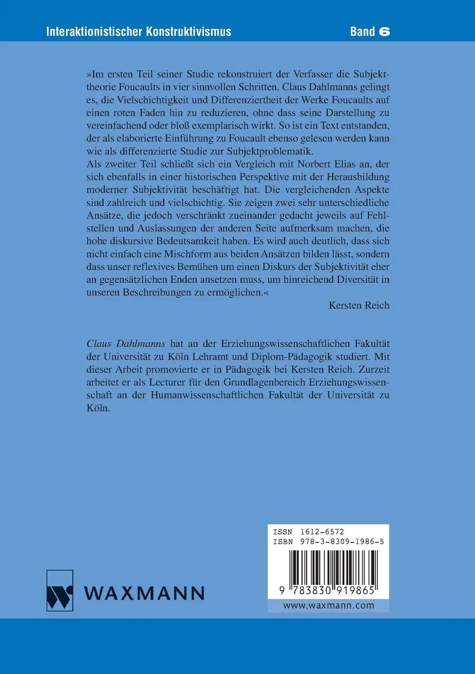Rückseite: 9783830919865 | Die Geschichte des modernen Subjekts | Claus Dahlmanns | Taschenbuch