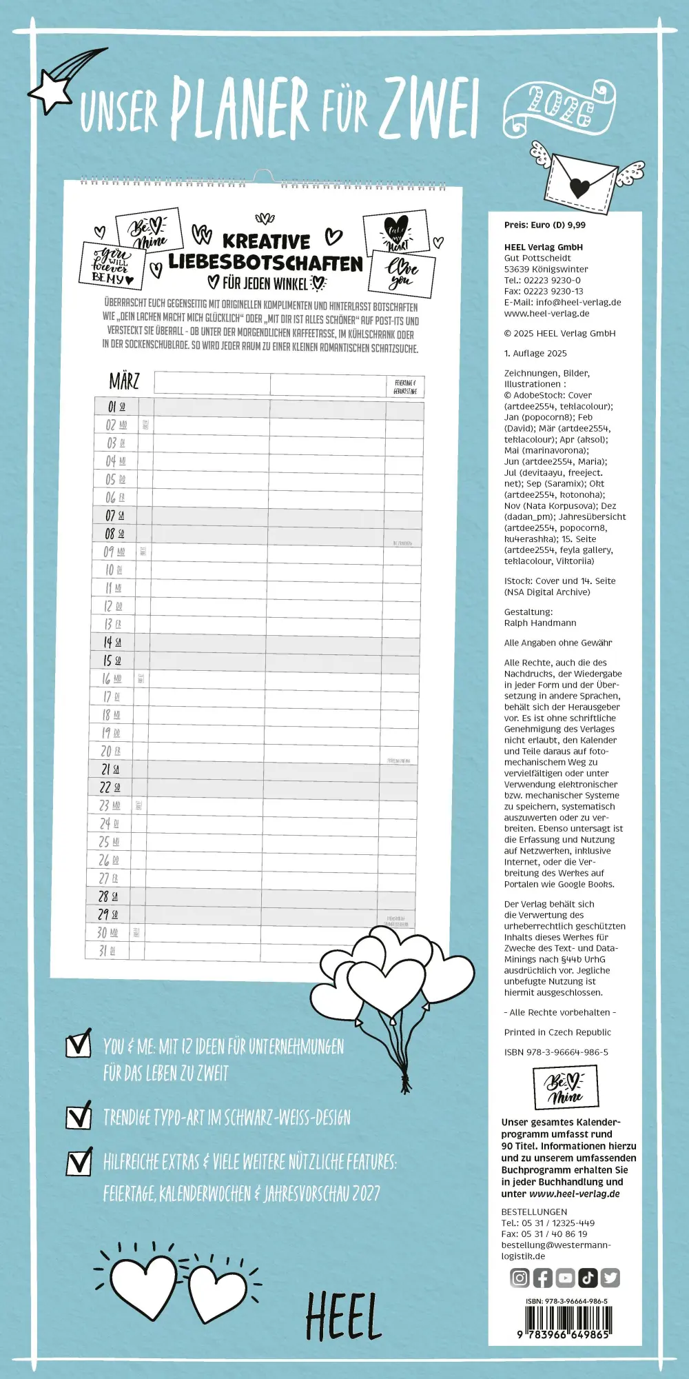 Bild: 9783966649865 | Unser Planer für Zwei - Paarplaner Kalender 2026 | Kalender | 14 S.