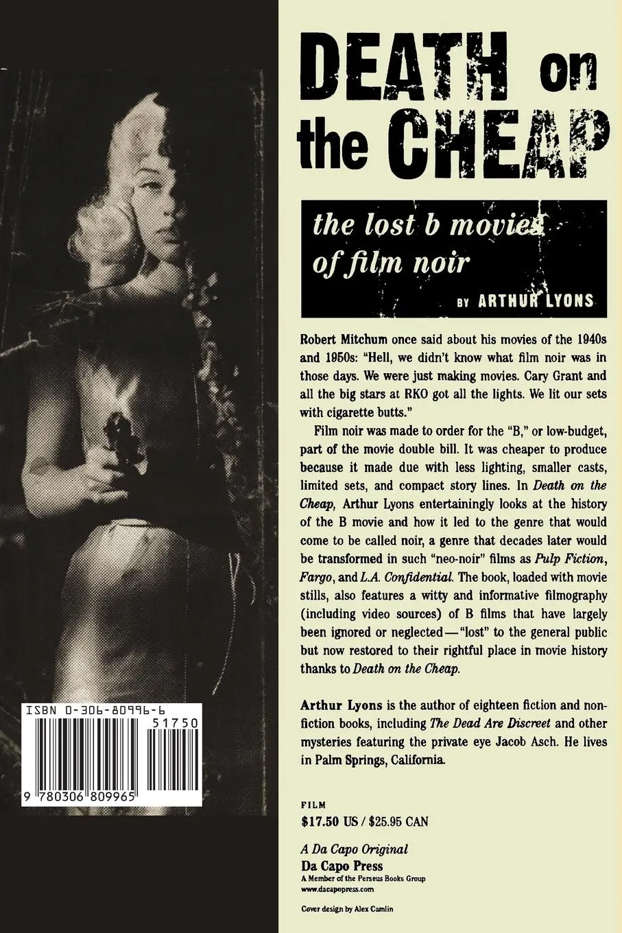 Rückseite: 9780306809965 | Death on the Cheap | The Lost B Movies of Film Noir | Arthur Lyons