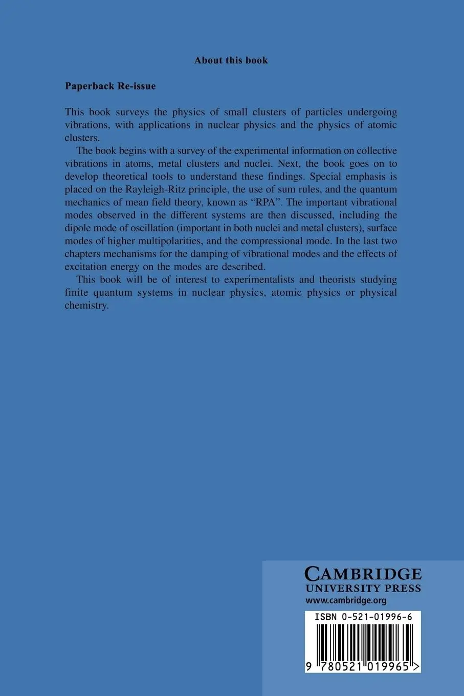 Rückseite: 9780521019965 | Oscillations in Finite Quantum Systems | G. F. Bertsch (u. a.) | Buch