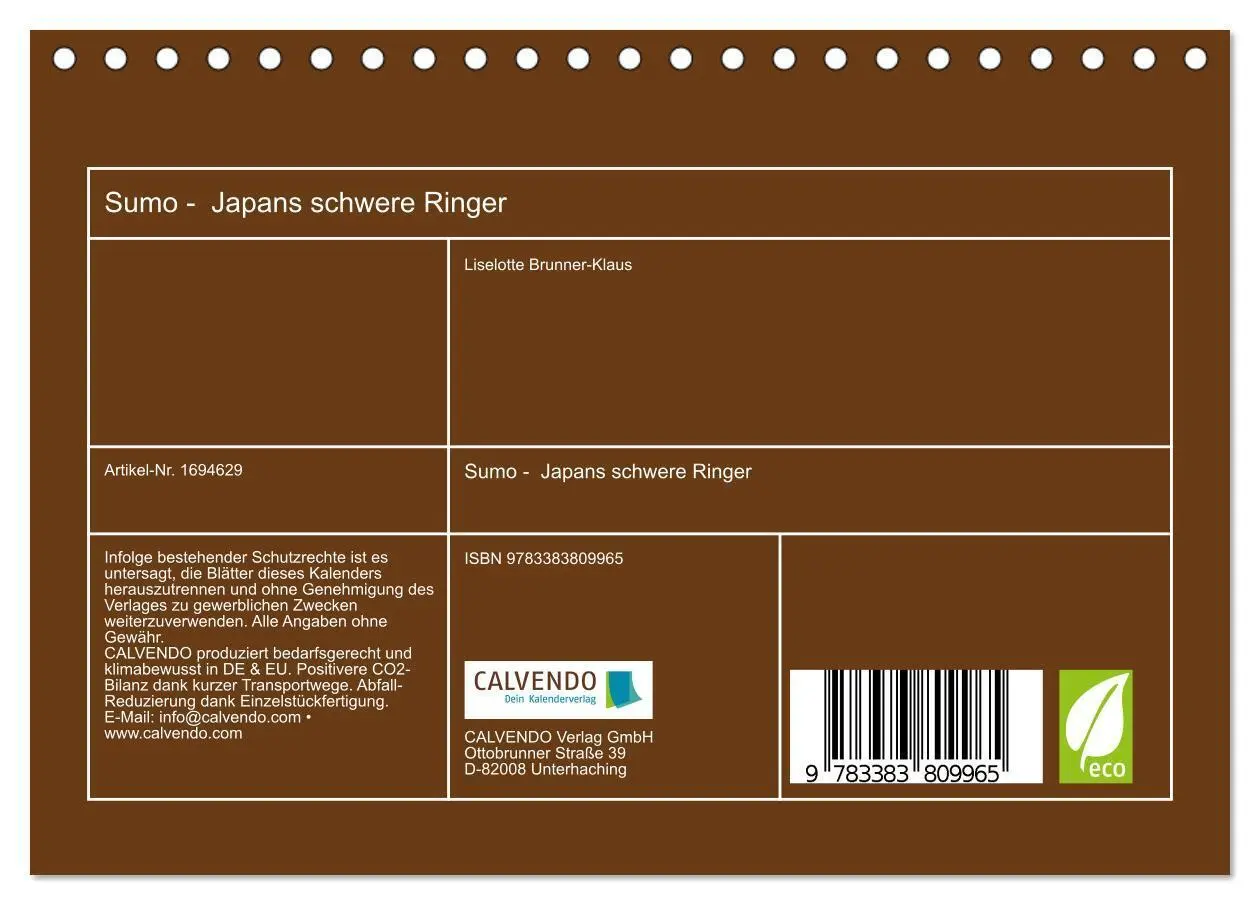 Bild: 9783383809965 | Sumo - Japans schwere Ringer (Tischkalender 2025 DIN A5 quer),...