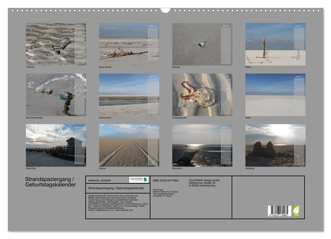 Bild: 9783516179965 | Strandspaziergang / Geburtstagskalender (Wandkalender 2026 DIN A2...