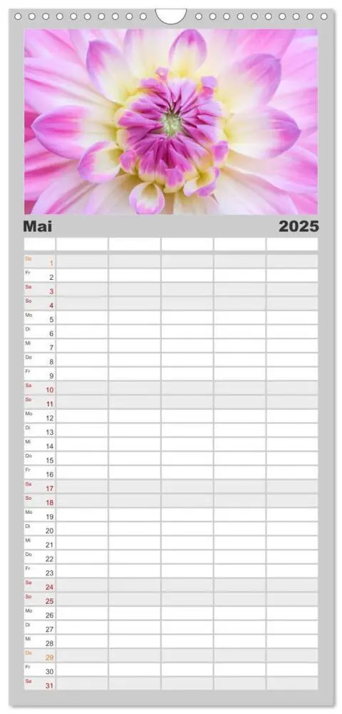 Bild: 9783457100066 | Familienplaner 2025 - Dahlien-Kronen mit 5 Spalten (Wandkalender,...