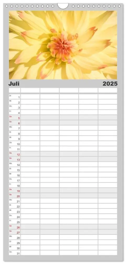 Bild: 9783457100066 | Familienplaner 2025 - Dahlien-Kronen mit 5 Spalten (Wandkalender,...